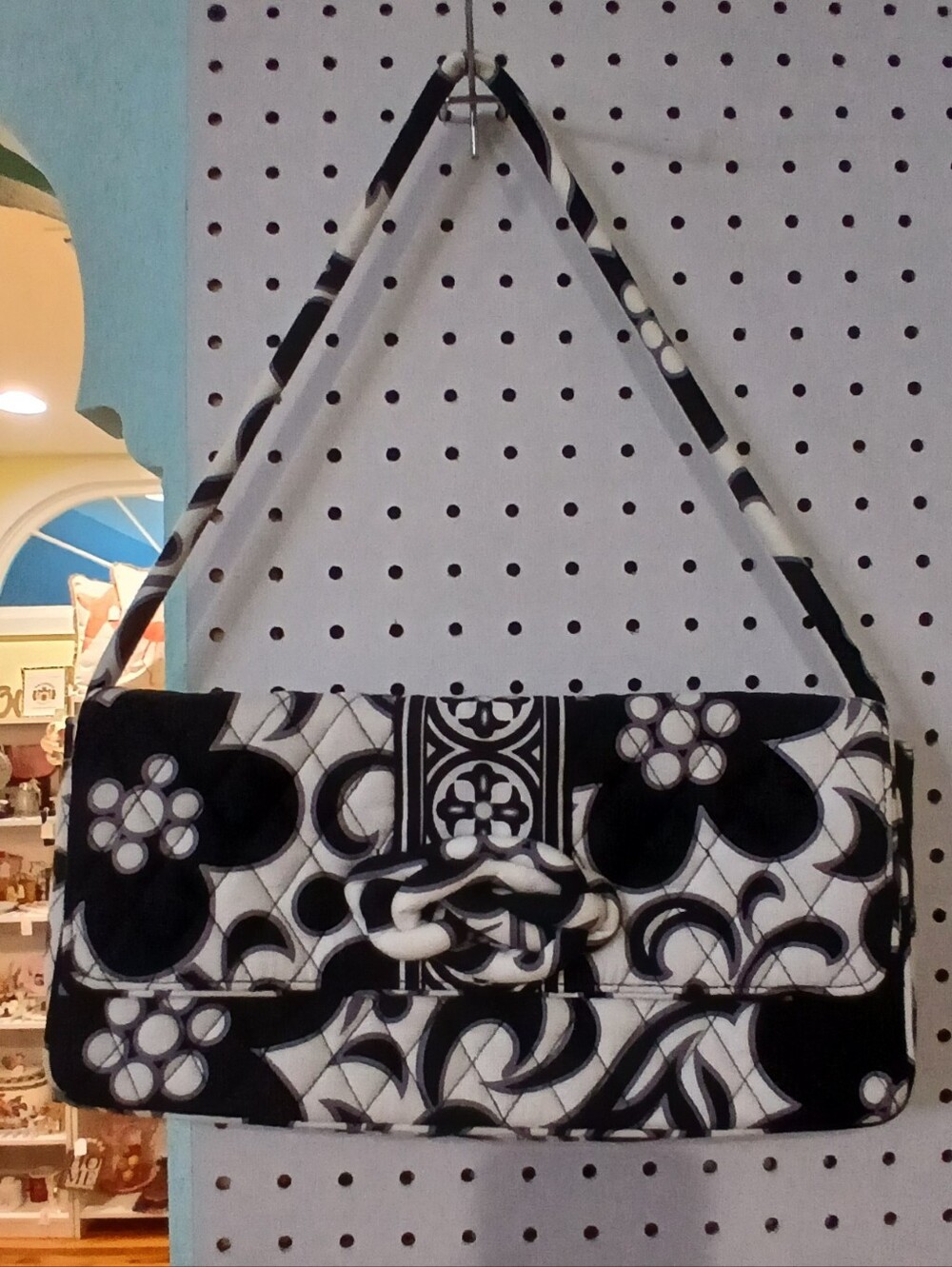 Vera Bradley Black & White Floral Quilted Shoulder Bag